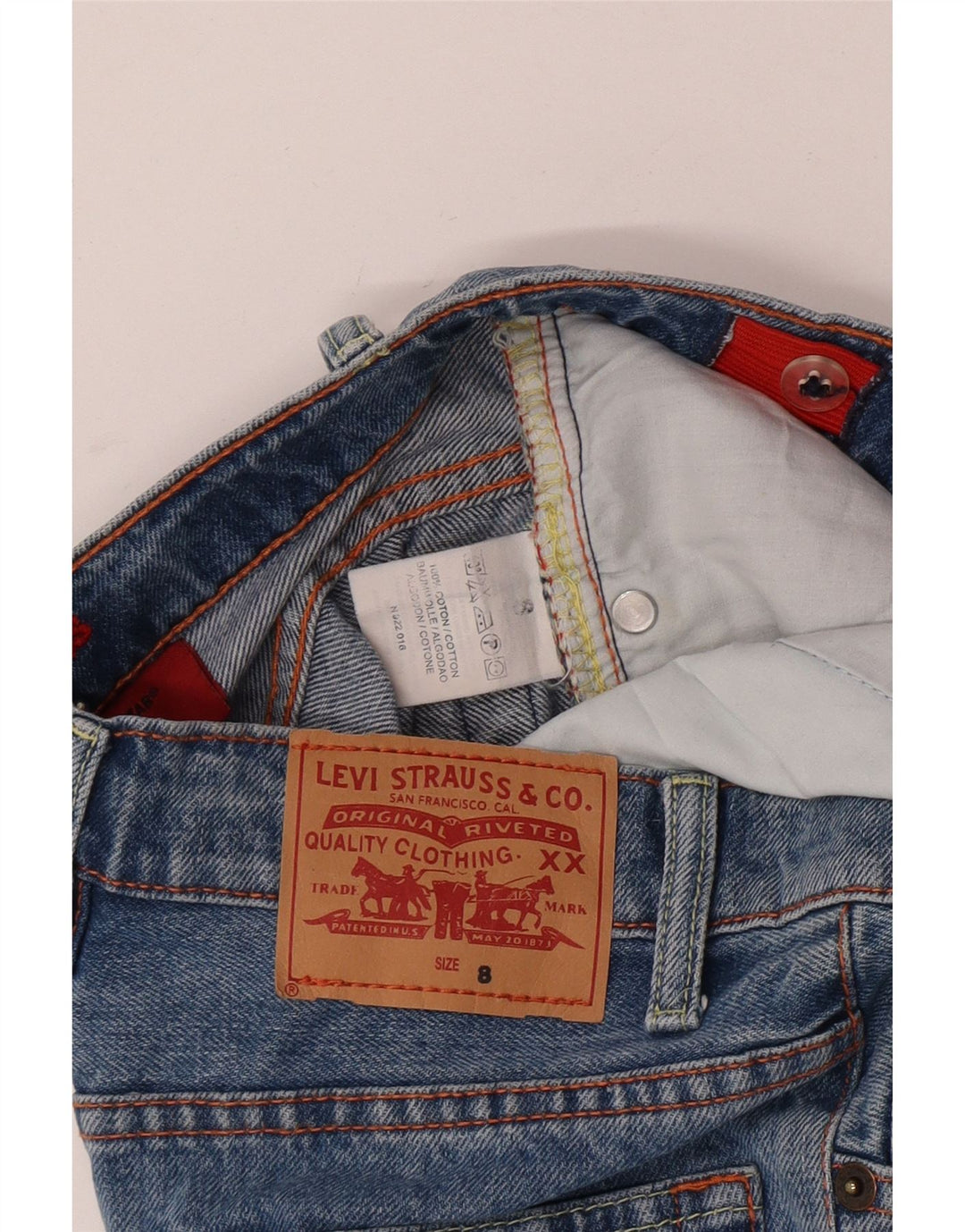 Levi's Boys Straight Jeans 7-8 Anos W24 L23 Azul Algodão