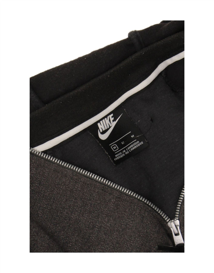 Suéter masculino NIKE com capuz e zíper cinza médio algodão colorblock