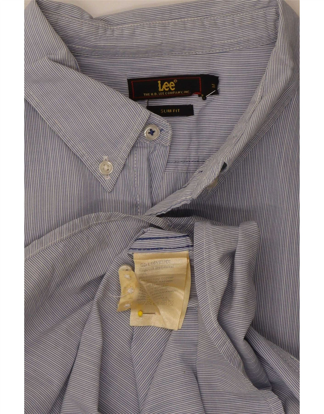 Camisa masculina Lee Slim Fit de algodão listrado azul médio