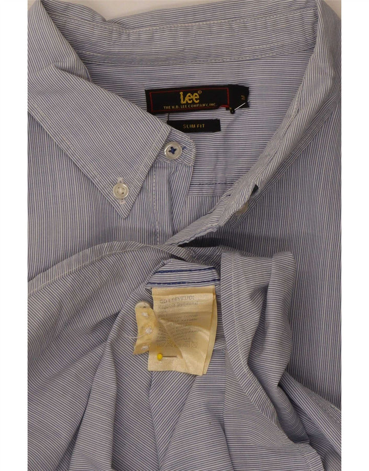 Camisa masculina Lee Slim Fit de algodão listrado azul médio