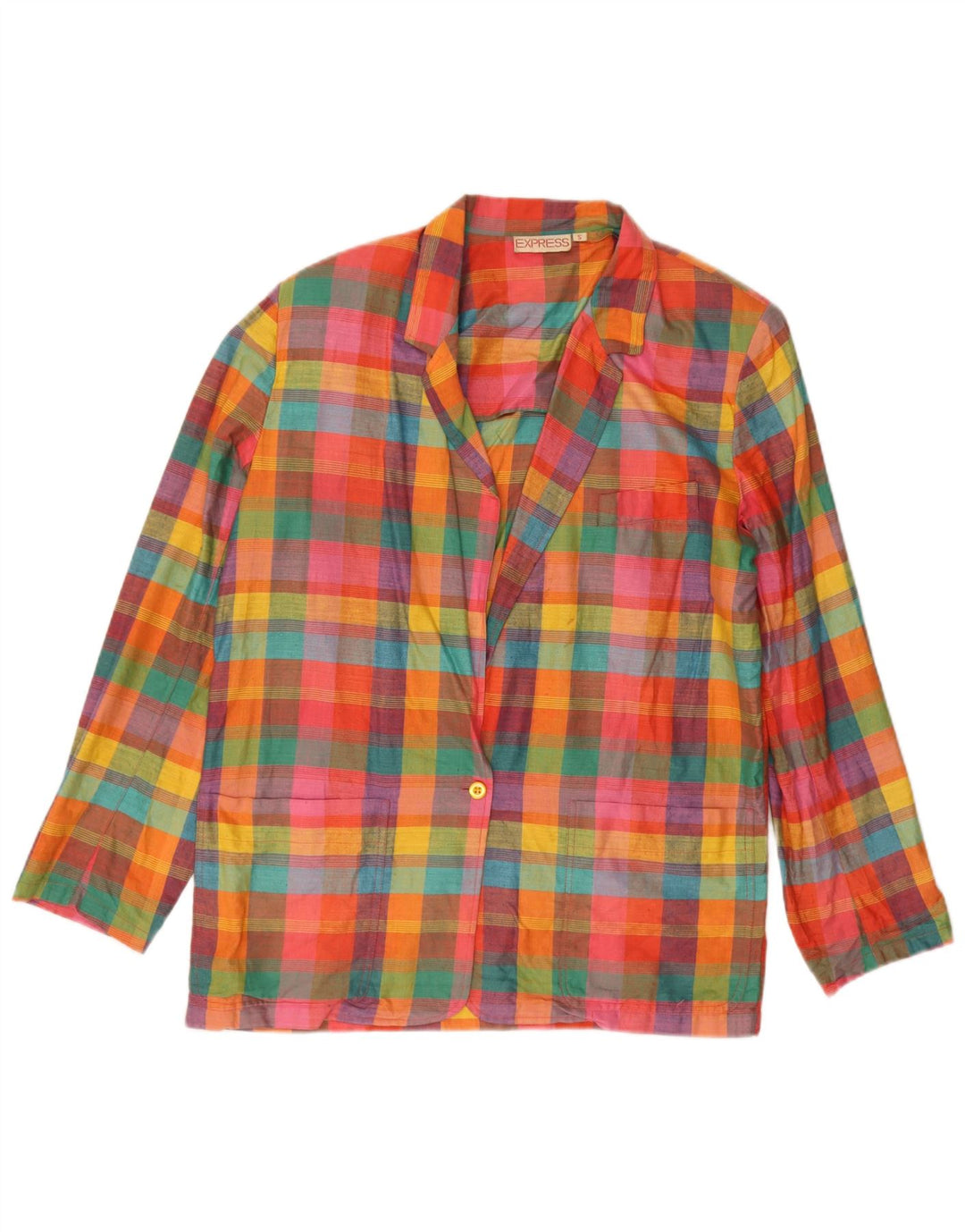 Jaqueta Blazer Feminina Express com 1 Botão Reino Unido 10 Pequena Xadrez Multicolorida