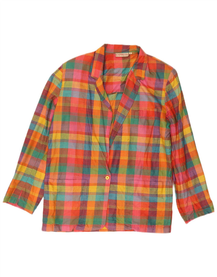 Jaqueta Blazer Feminina Express com 1 Botão Reino Unido 10 Pequena Xadrez Multicolorida