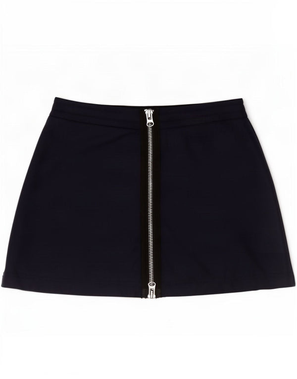 Zara Mini saia feminina média W28 azul marinho poliamida