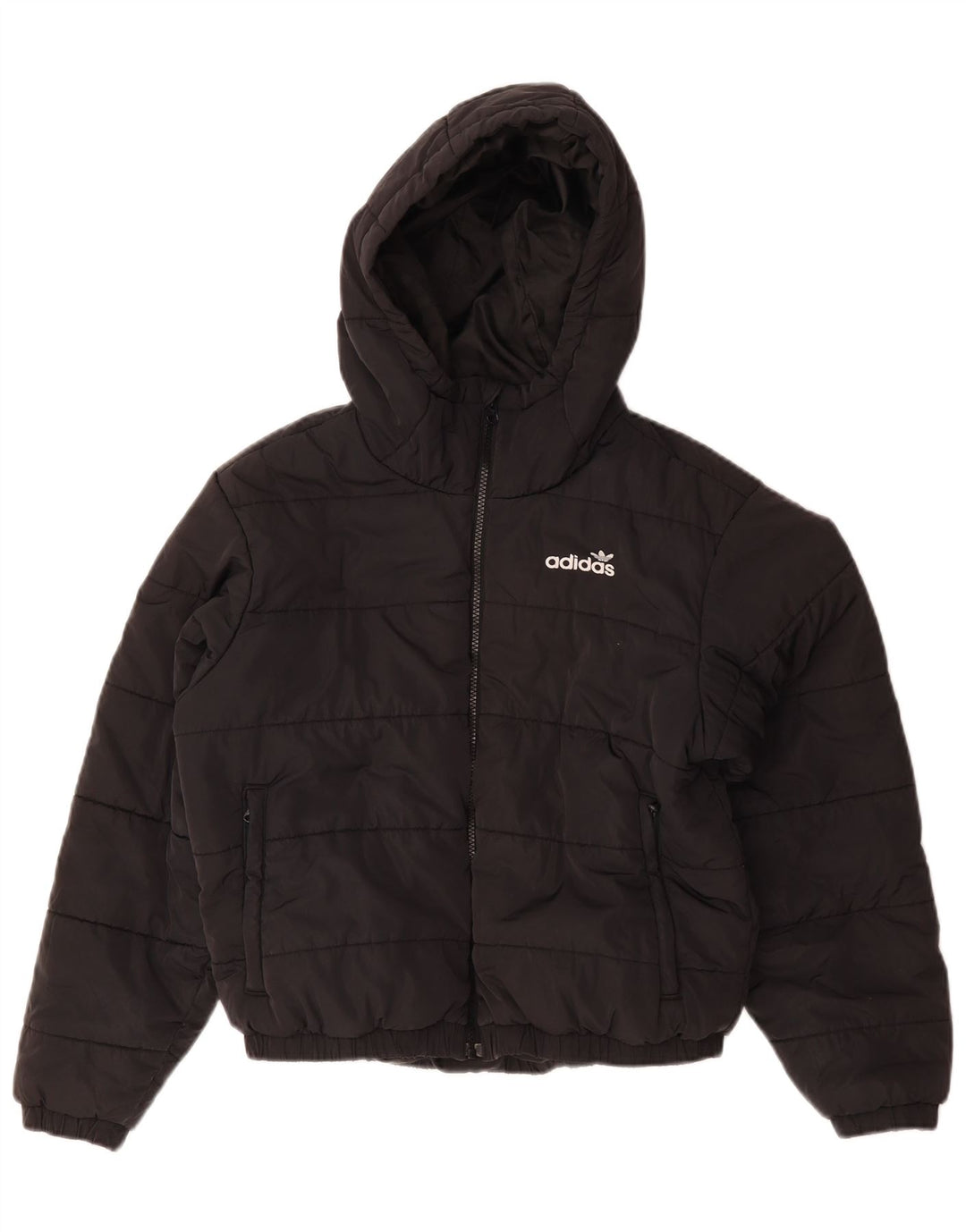 Adidas Womens Oversized Graphic Hooded Jacket UK 10 Pequeno Preto