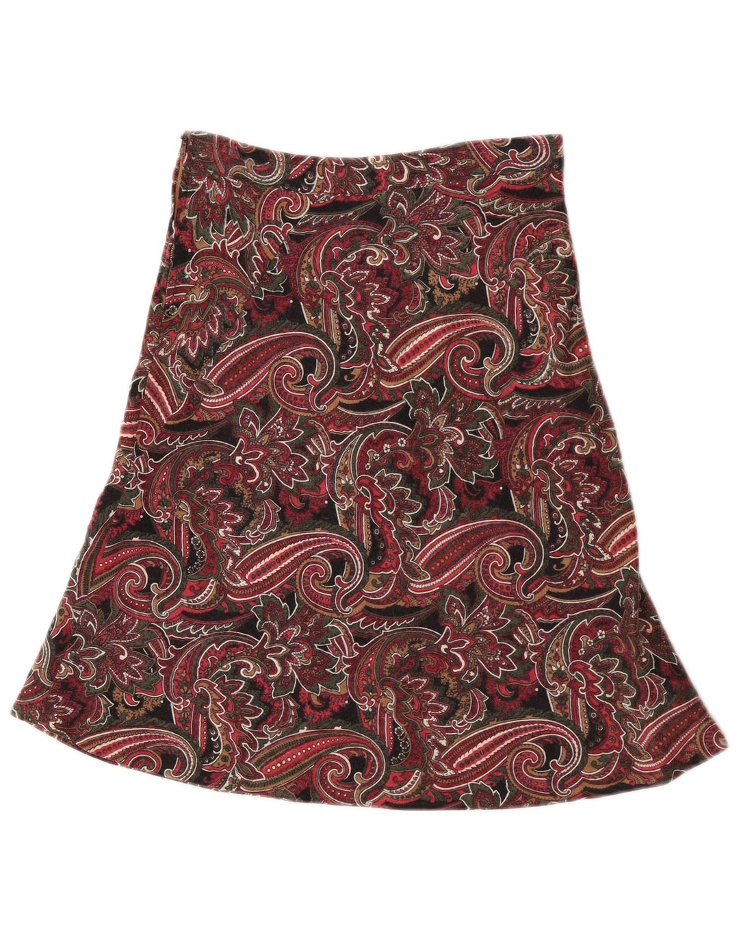 Saia vintage feminina linha A W25 pequena paisley multicolorida