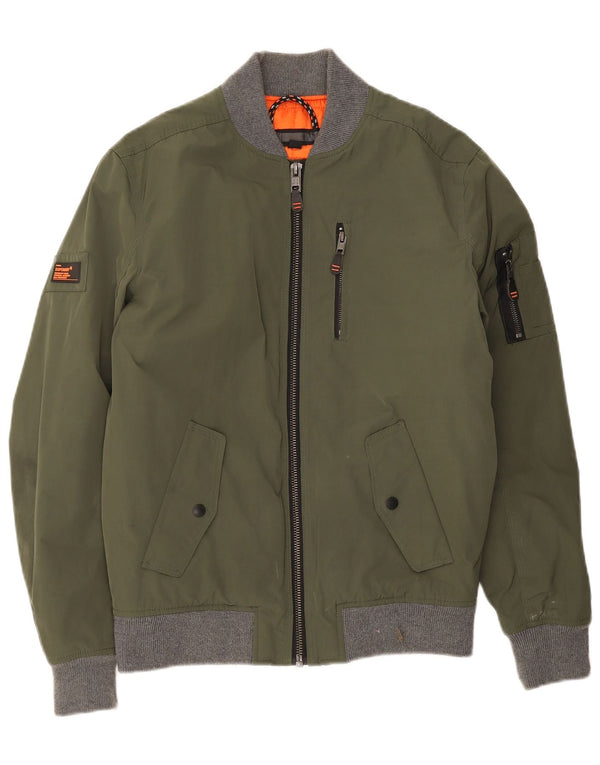 Jaqueta bomber masculina Superdry UK 38 poliéster Colourblock verde médio