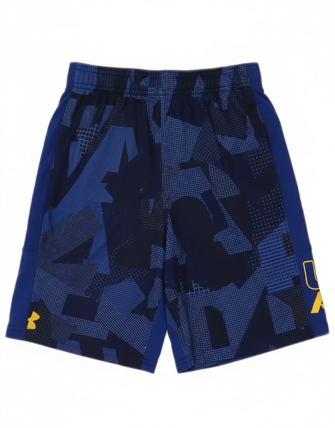 Shorts esportivos gráficos Under Armour Boys 9-10 anos médio azul geométrico