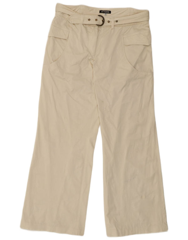 Calça cargo masculina GF Ferre com perna larga IT 46 pequena W32 L31 poliamida bege