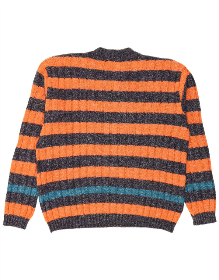 Suéter masculino Levi's com decote em V pequeno listrado laranja de lã de alpaca