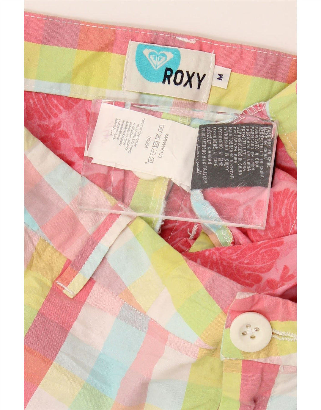 Hot Pants Feminino Roxy Médio W30 Algodão Gingham Multicolorido