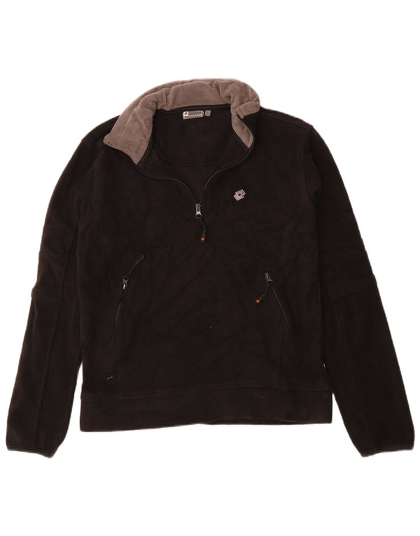 Suéter de lã feminino Lotto com zíper e gola UK 14 grande poliéster preto