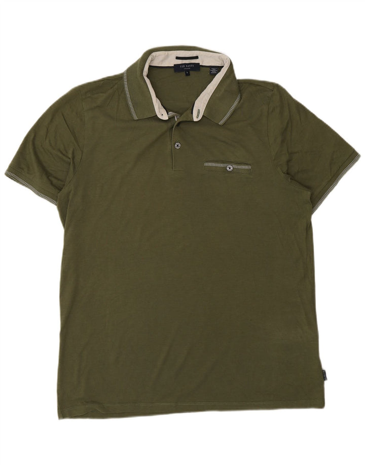 Camisa polo masculina Ted Baker tamanho 4 grande algodão cáqui