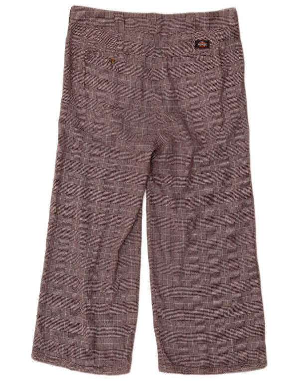Dickies Womens Relaxed Fit Cropped Trousers US 14 XL W34 L26 Brown Plaid