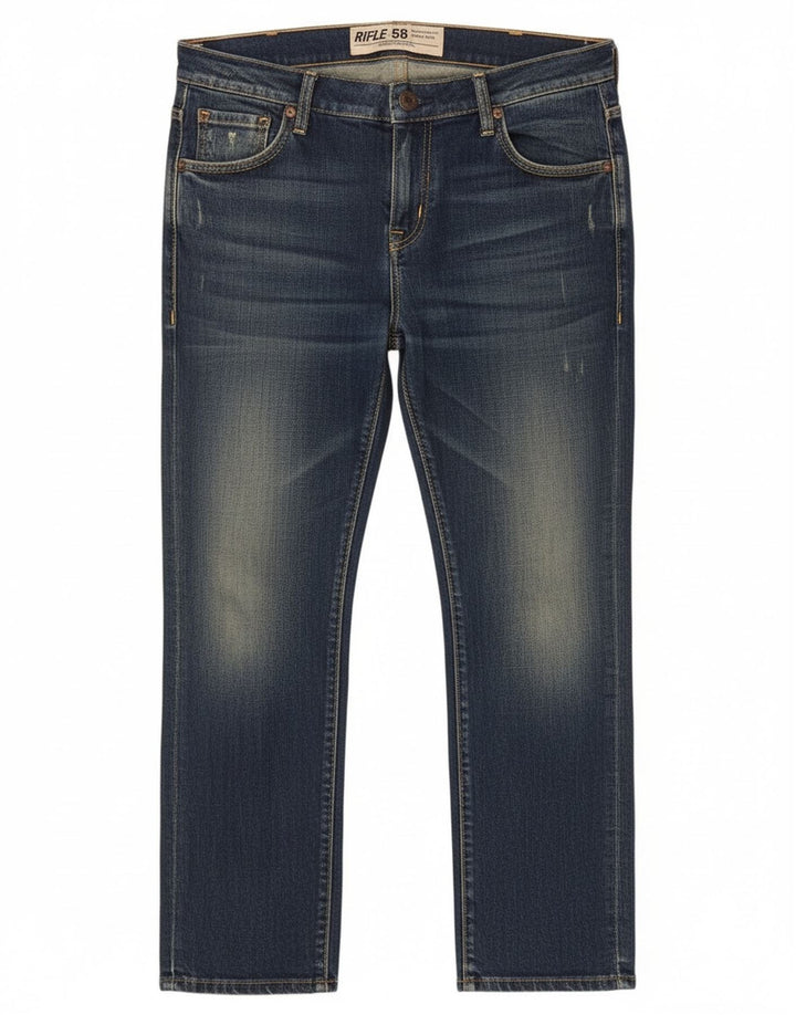 Rifle Masculino Jeans Recortado W30 L25 Azul Marinho Algodão