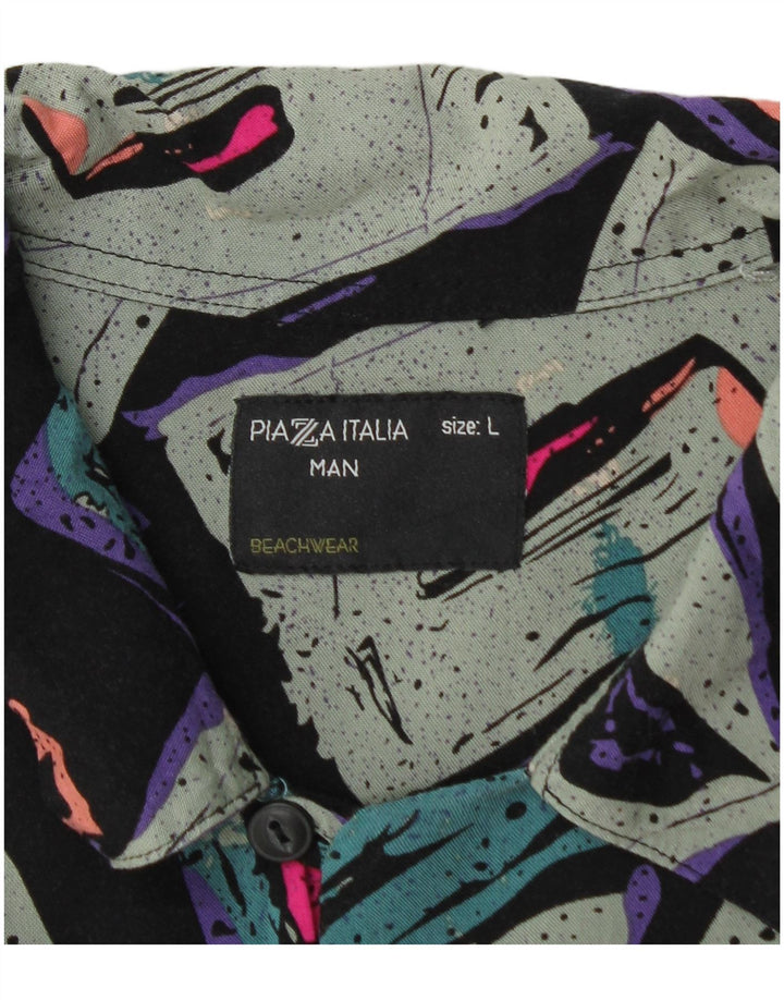 Camisa masculina PIAZZA ITALIA moda praia grande geométrica multicolorida