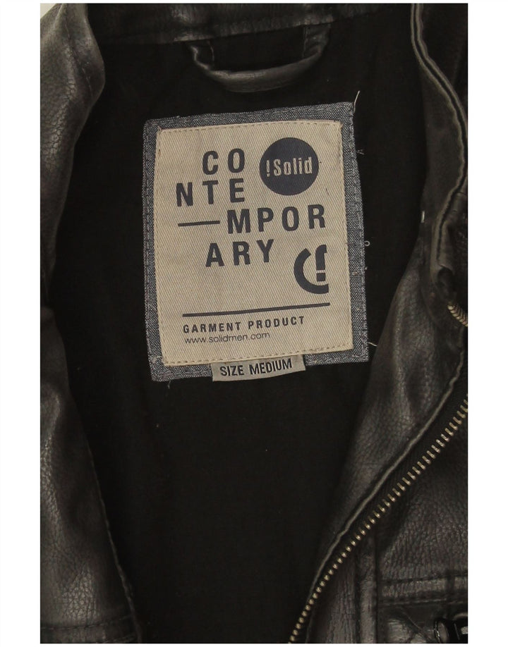Jaqueta de couro masculina vintage UK 38 couro preto médio