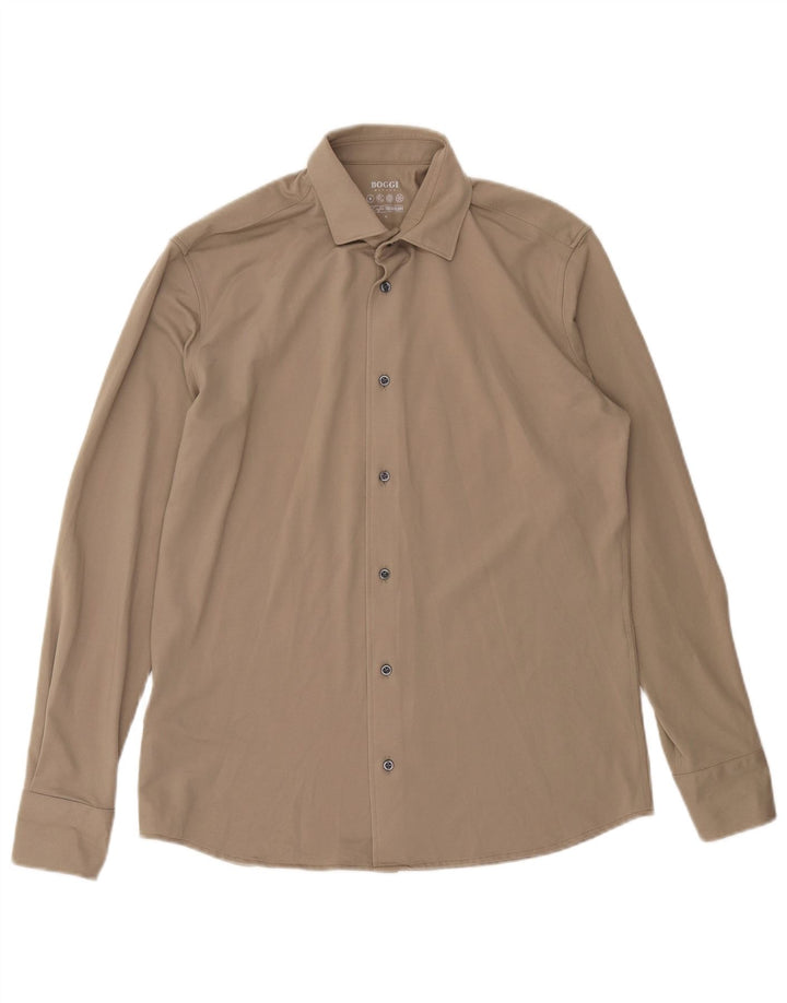 Camisa masculina Boggi algodão cinza médio