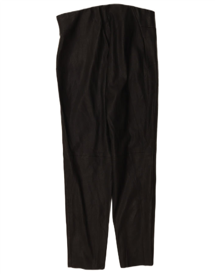 Zara Calça feminina de couro slim grande W30 L27 preta