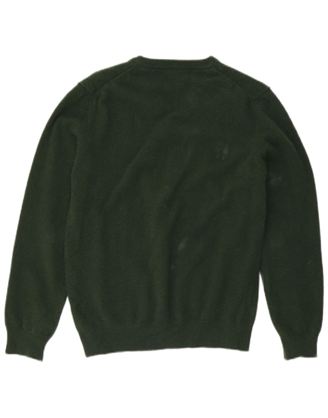 Suéter masculino Gant com decote em V de lã de cordeiro verde médio