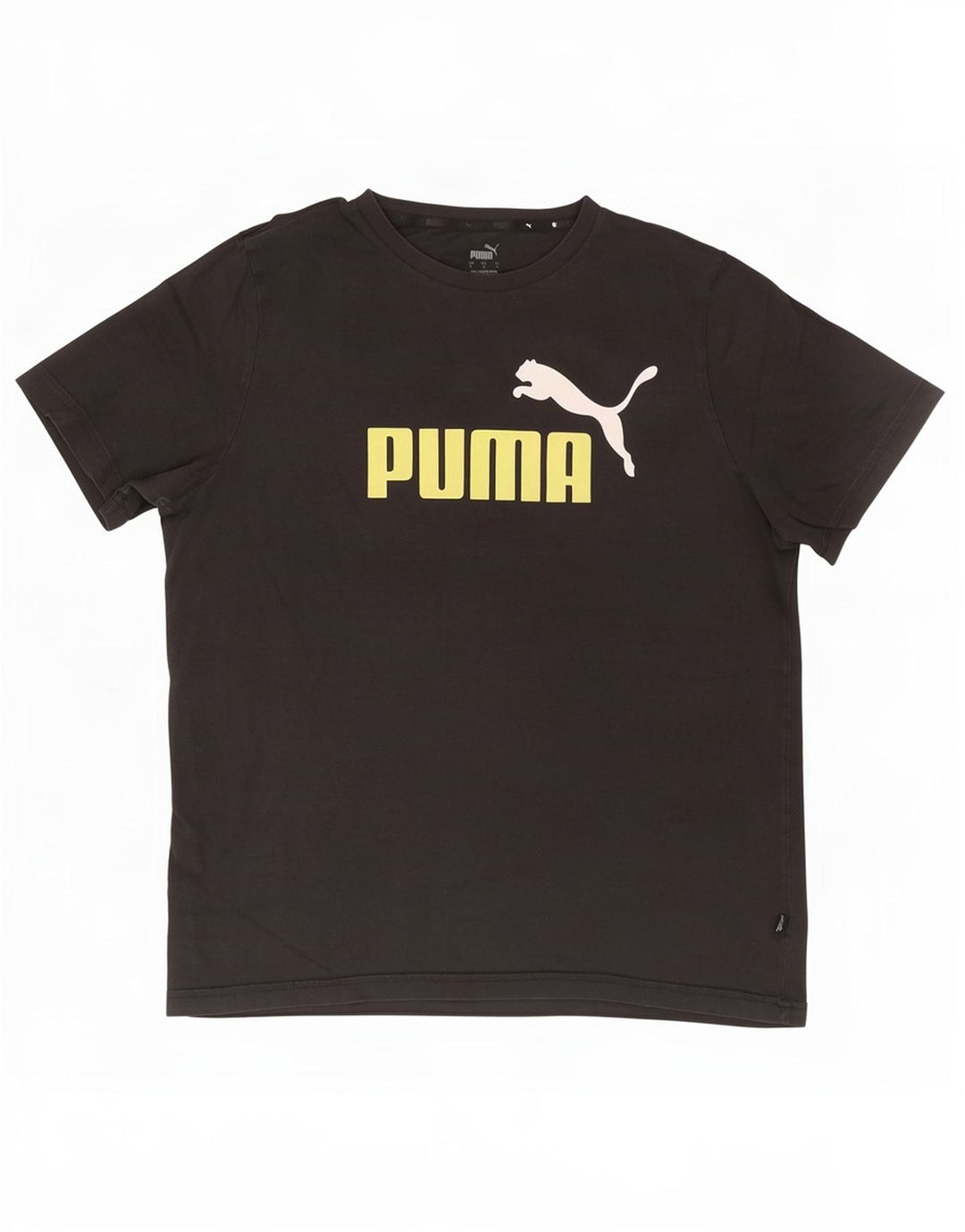 Puma Mens Graphic T-Shirt Top Grande Algodão Preto