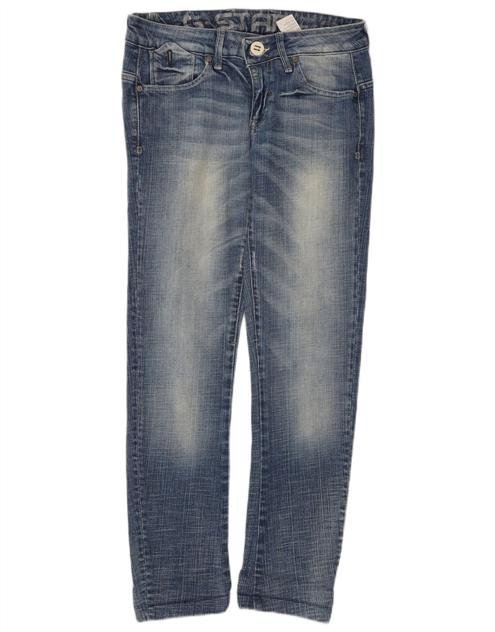 Jeans femininos G-STAR com lavagem ácida slim W28 L26 algodão azul