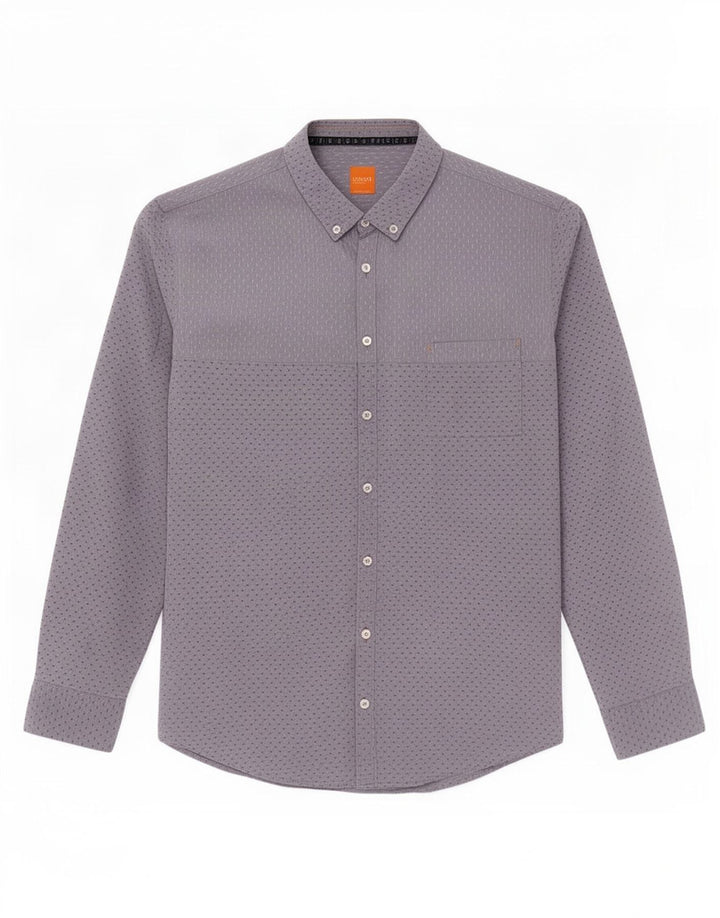 Camisa masculina Hugo Boss grande algodão manchado cinza