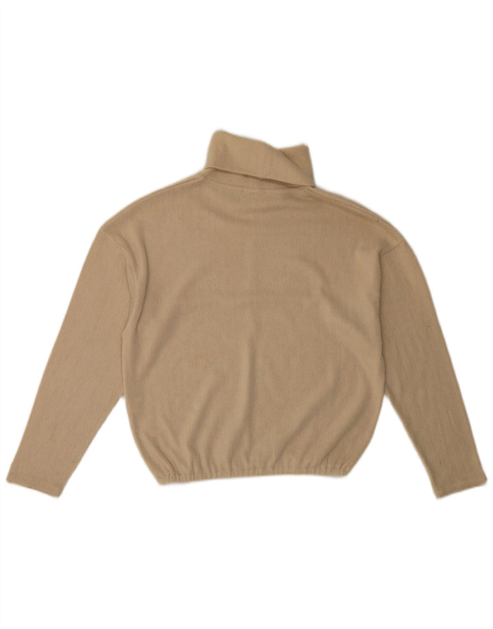 Suéter feminino Zara com gola alta e gola alta, Reino Unido 10, pequeno, bege, poliéster
