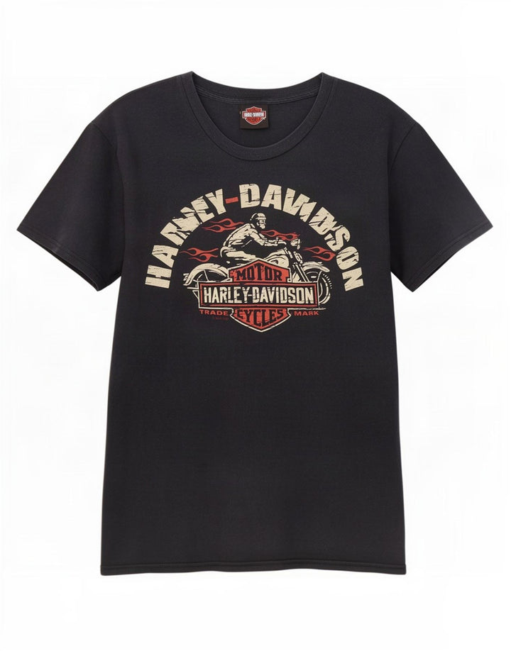 Camiseta gráfica masculina Harley Davidson Top médio algodão azul marinho