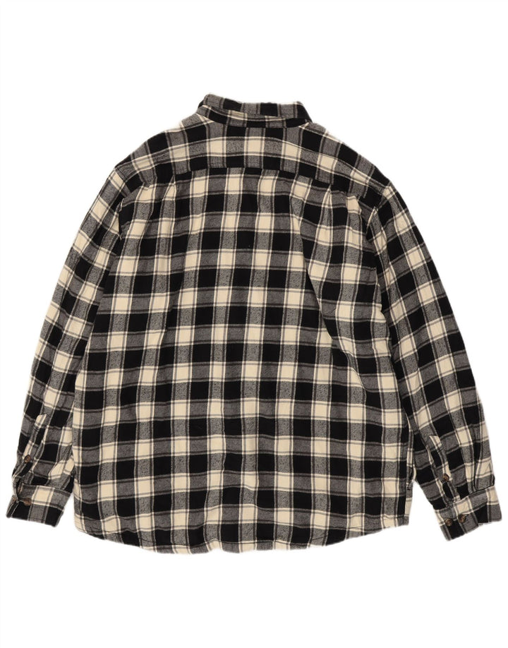 EDDIE BAUER Camisa masculina alta de flanela XL preta xadrez algodão