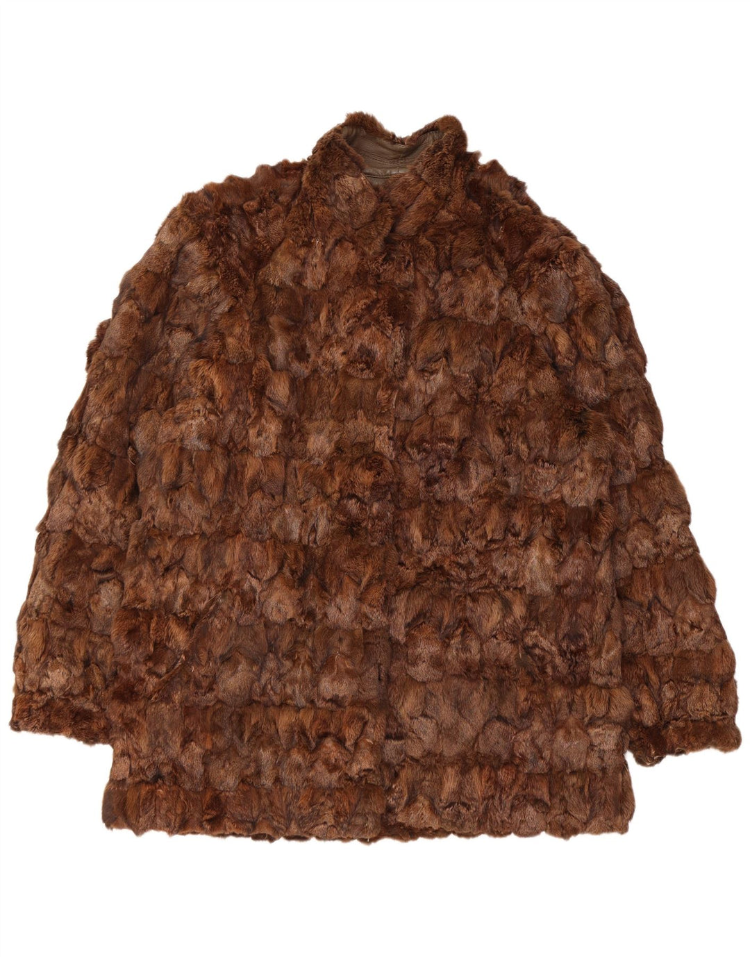 Casaco de couro reversível feminino vintage Reino Unido 16 grande couro marrom