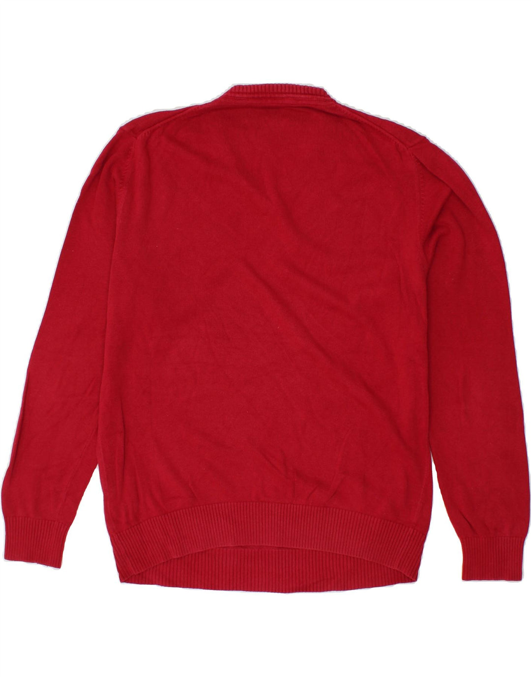 CREW CLOTHING Mens V-Neck Jumper Sweater Large Red Cotton Vintage Crew Clothing and Second-Hand Crew Clothing from Messina Hembry 