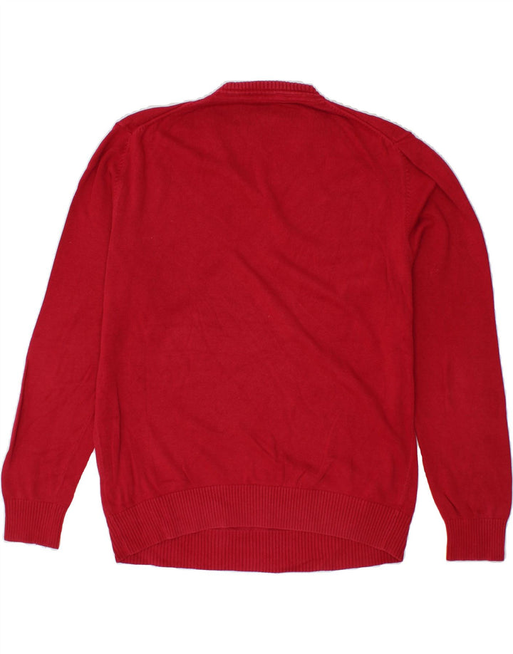 CREW CLOTHING Mens V-Neck Jumper Sweater Large Red Cotton Vintage Crew Clothing and Second-Hand Crew Clothing from Messina Hembry 
