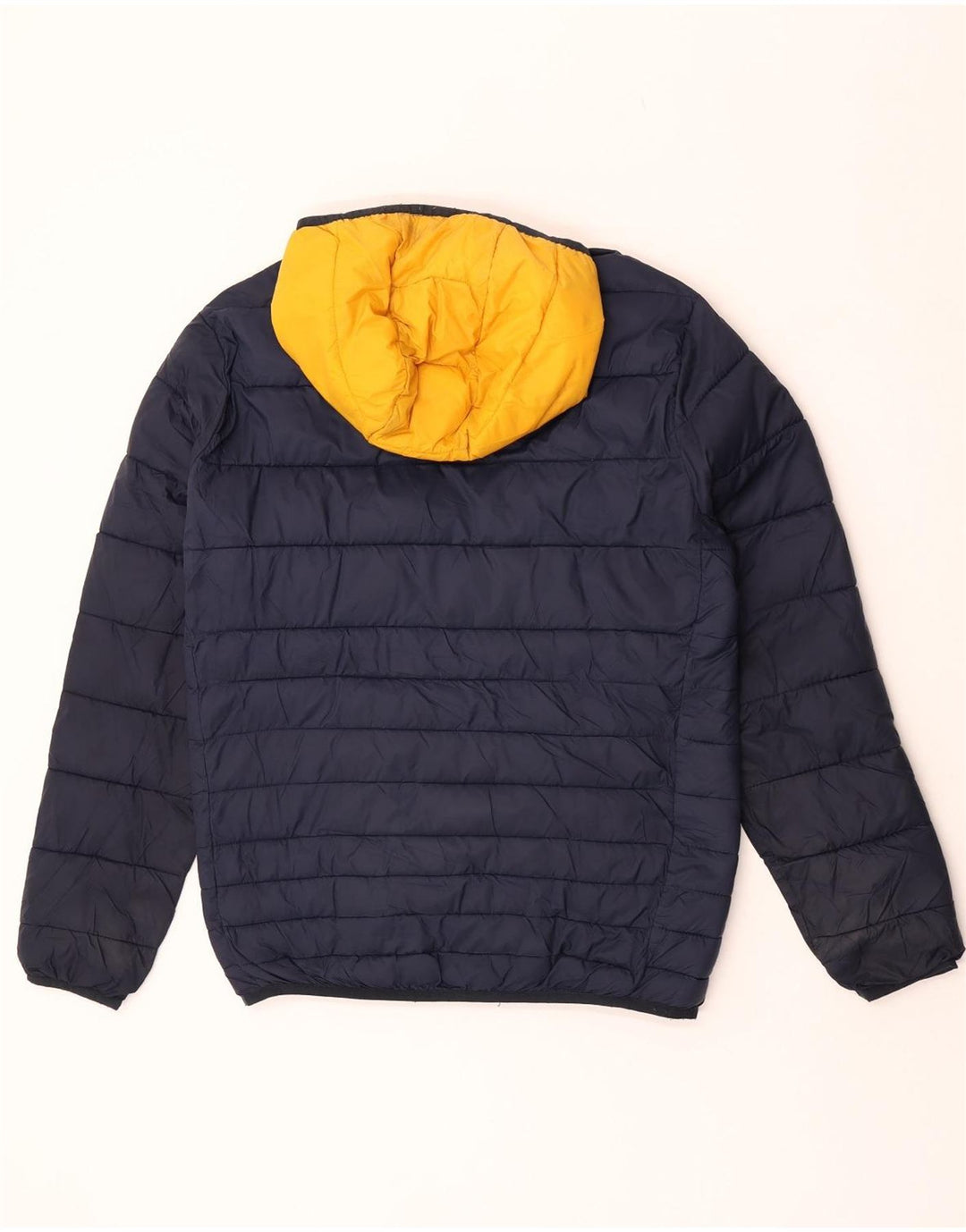 Jaqueta masculina acolchoada com capuz Jack & Jones Reino Unido 38 bloco colorido azul marinho médio