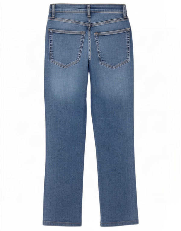 Zara Jeans feminino cintura alta reta EU 34 2XS W24 L25 azul algodão