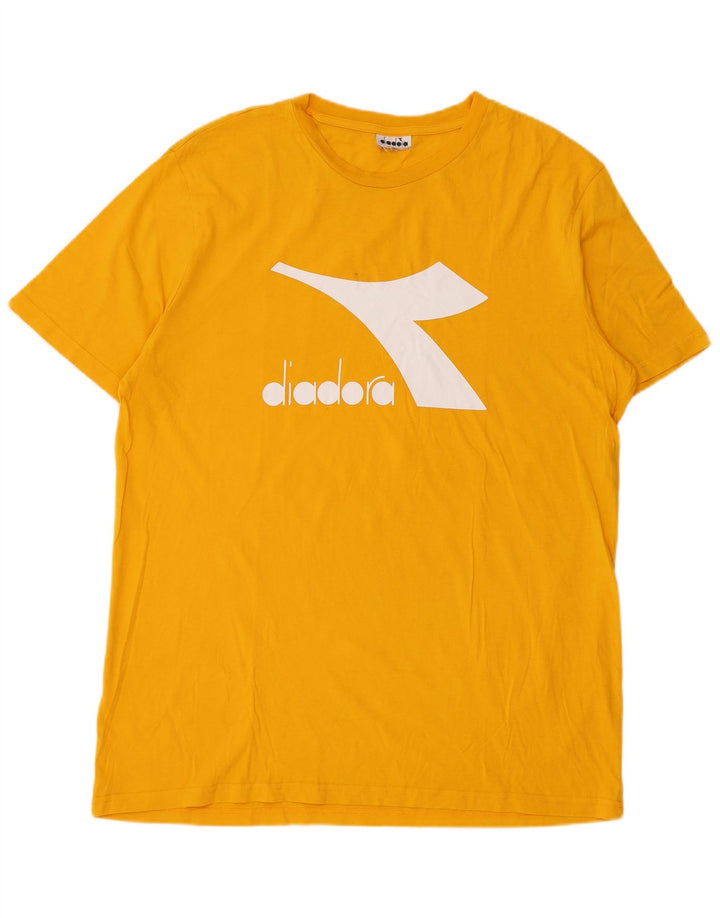 Camiseta gráfica masculina Diadora Top grande amarelo