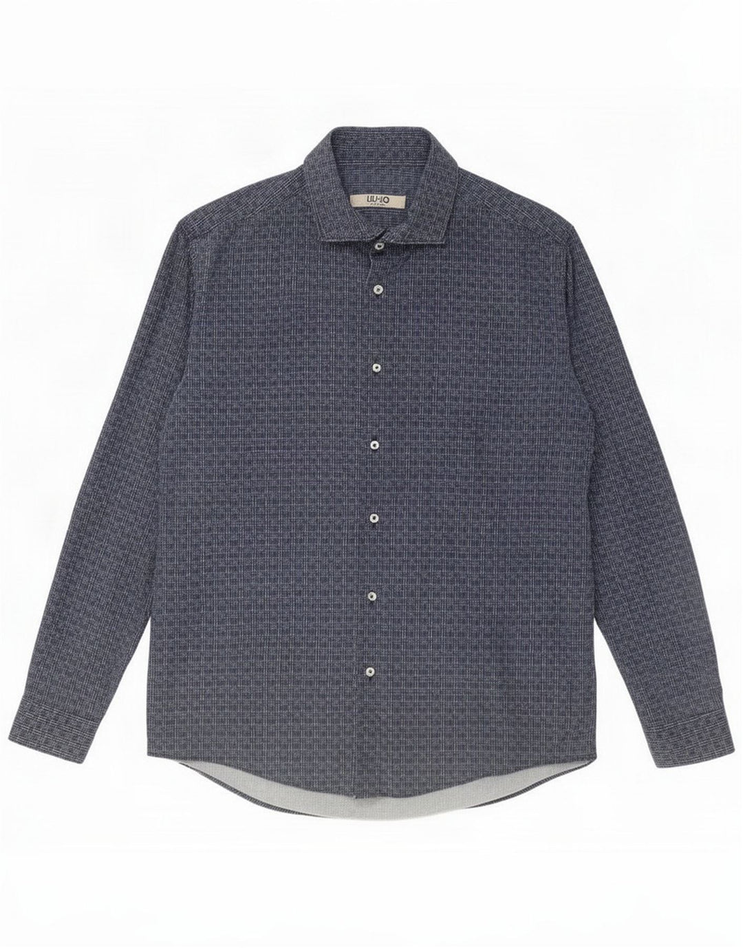 Liu Jo Camisa masculina média azul marinho xadrez algodão