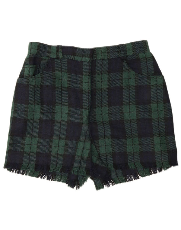 Shorts feminino Onyx cintura alta casual pequeno W27 verde xadrez acrílico