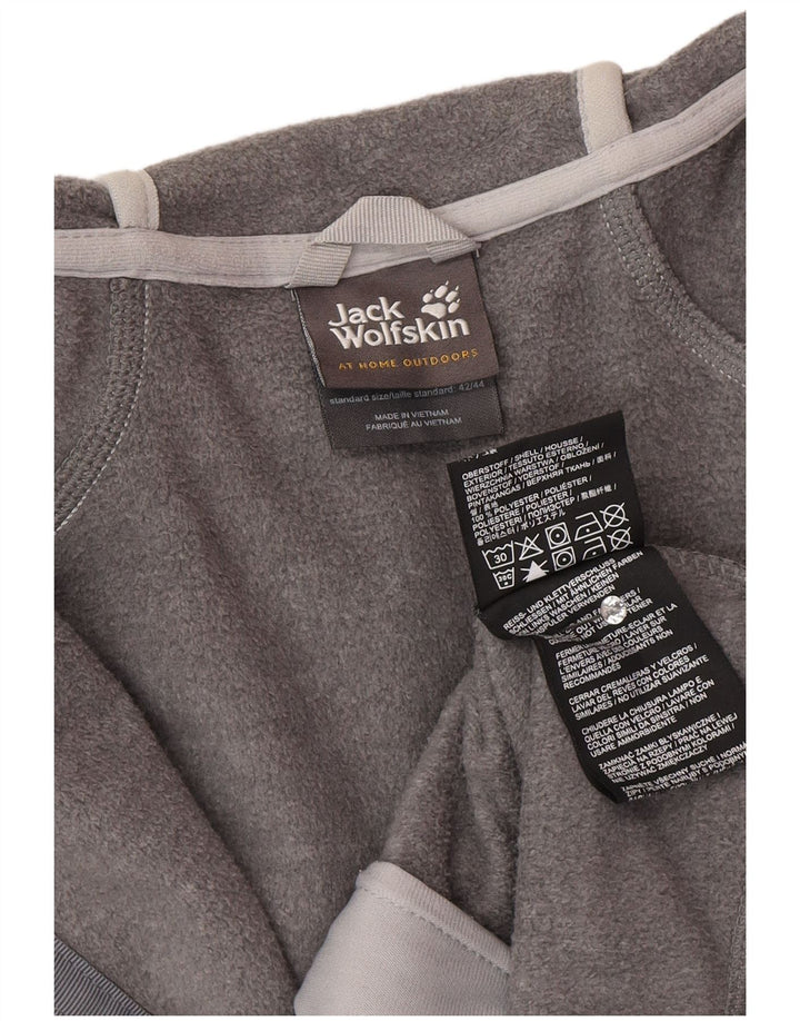 Jack Wolfskin Suéter feminino com capuz e zíper Reino Unido 14/16 grande poliéster cinza