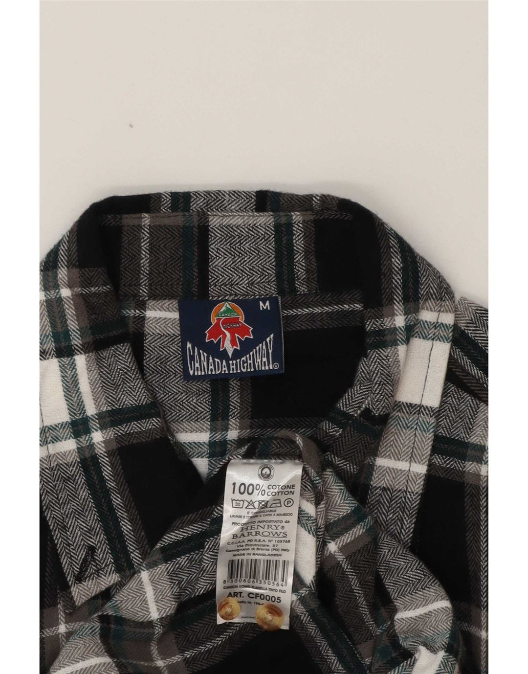 Camisa masculina vintage de flanela de algodão xadrez preto médio