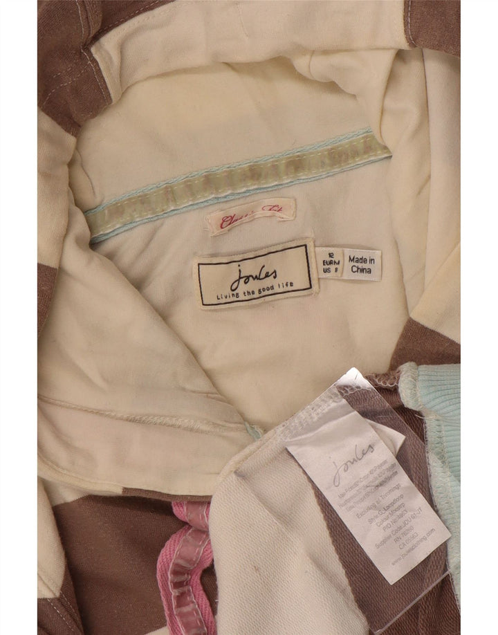 Suéter feminino com capuz JOULES Classic Fit Reino Unido 12 listrado marrom médio