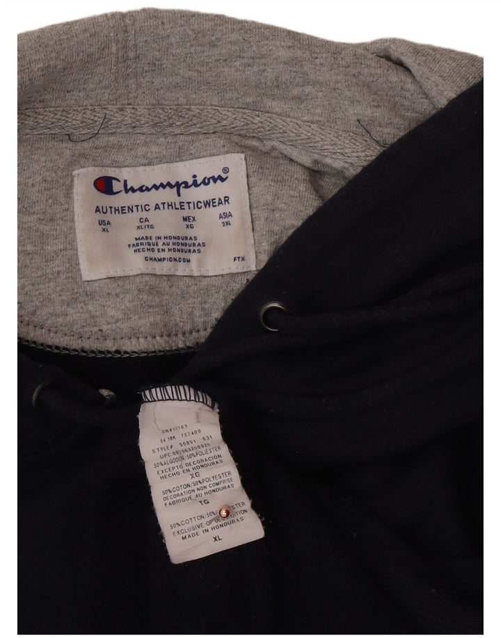 CHAMPION Suéter masculino com capuz e zíper XL azul marinho algodão