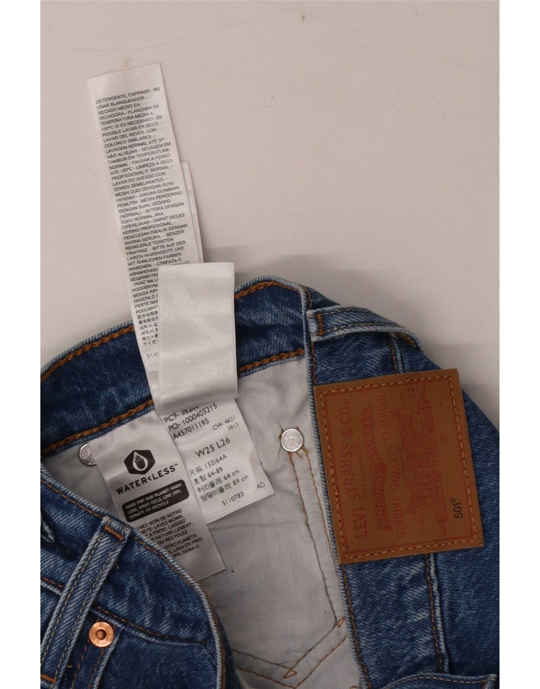 Calça jeans feminina Levi's 501 Straight W25 L26 azul algodão