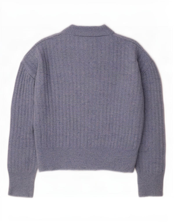 Zara Suéter Cardigan Feminino Crop Oversized Reino Unido 10 Acrílico Azul Pequeno