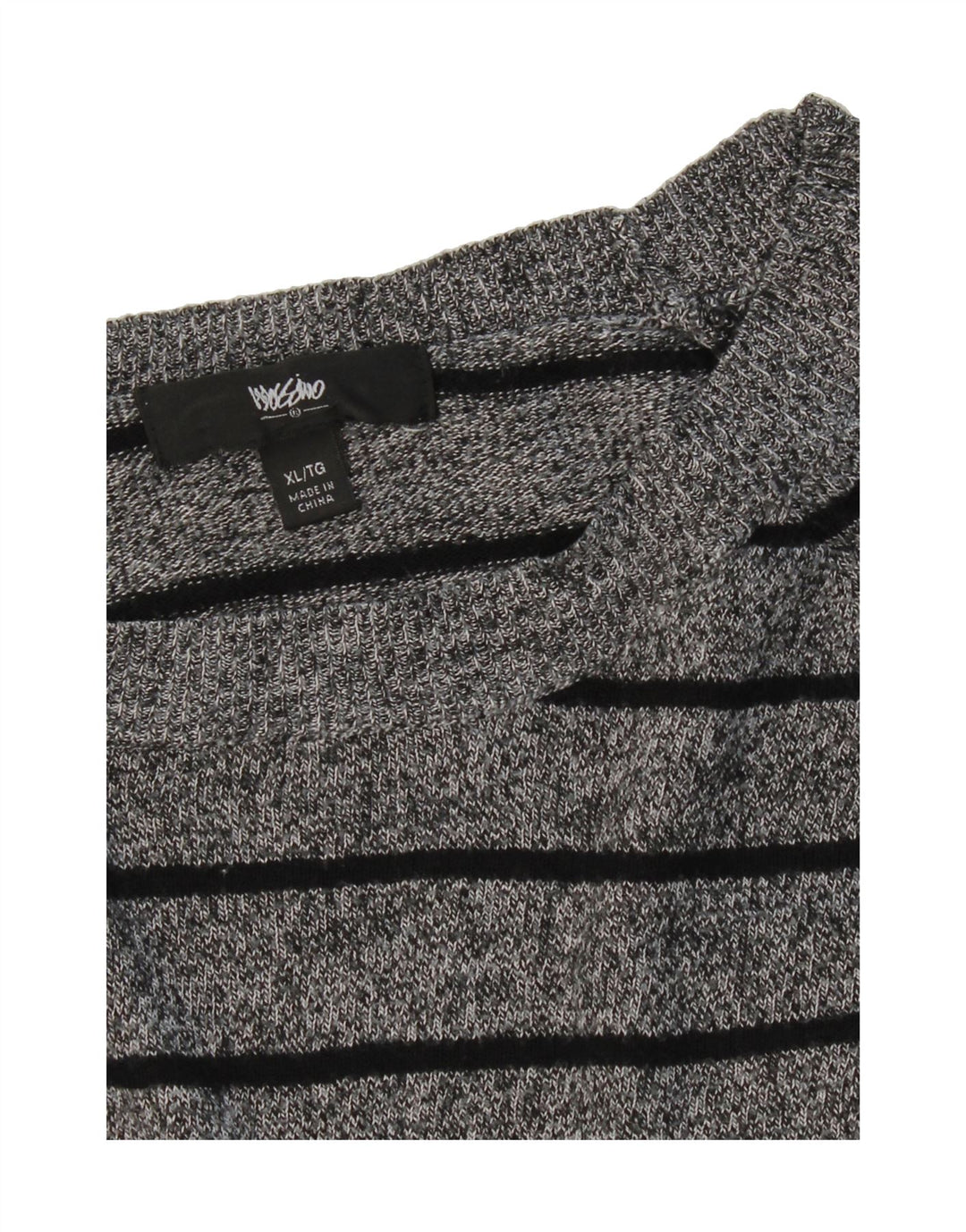 MOSSIMO Womens Boat Neck Jumper Sweater UK 18 XL Grey Striped Vintage Mossimo and Second-Hand Mossimo from Messina Hembry 