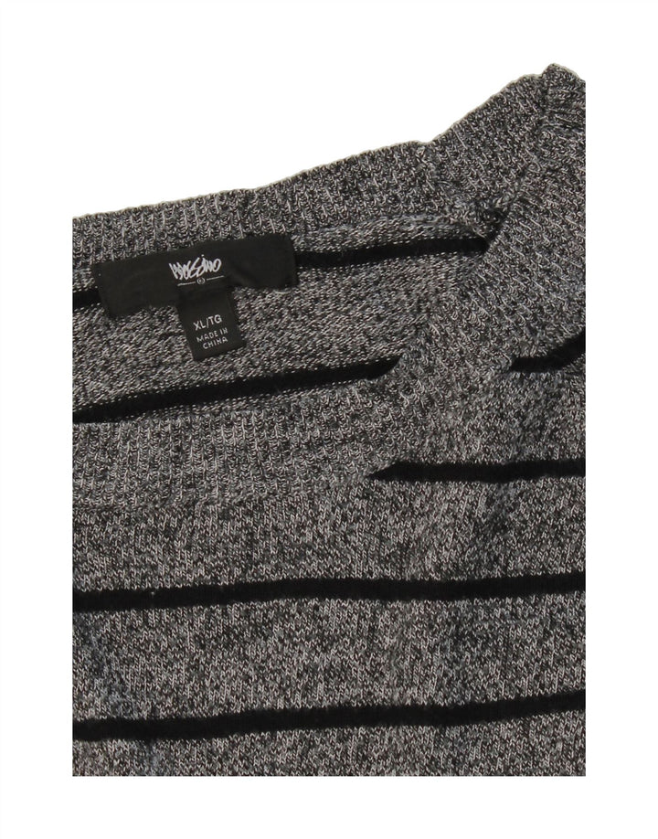 MOSSIMO Womens Boat Neck Jumper Sweater UK 18 XL Grey Striped Vintage Mossimo and Second-Hand Mossimo from Messina Hembry 