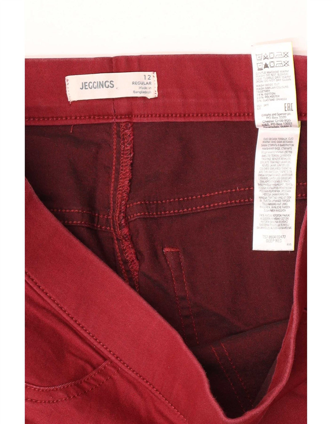 Calça jeans feminina Marks & Spencer UK 12 médio W30 L28 algodão vermelho