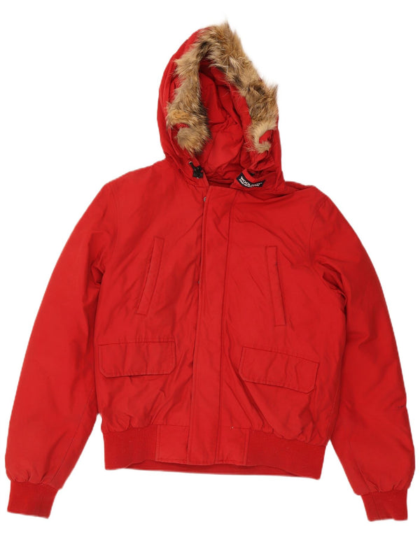 Jaqueta acolchoada com capuz Woolrich Boys 13-14 anos algodão vermelho