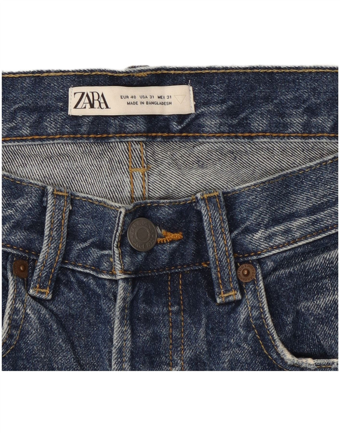 ZARA Calça Jeans Masculina Cropped Tapered EU 40 Médio W31 L25 Azul