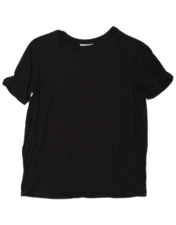 Zara Camiseta Feminina Crop Top UK 10 Pequena Viscose Preta