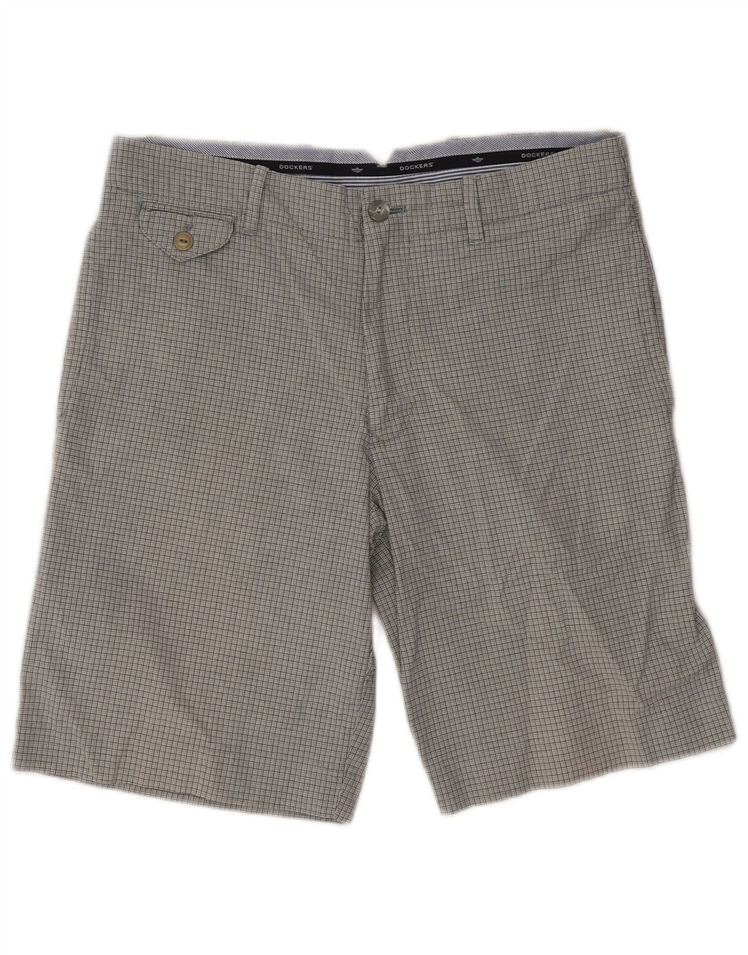 Dockers Mens Chino Shorts W32 Algodão Houndstooth Cinza Médio